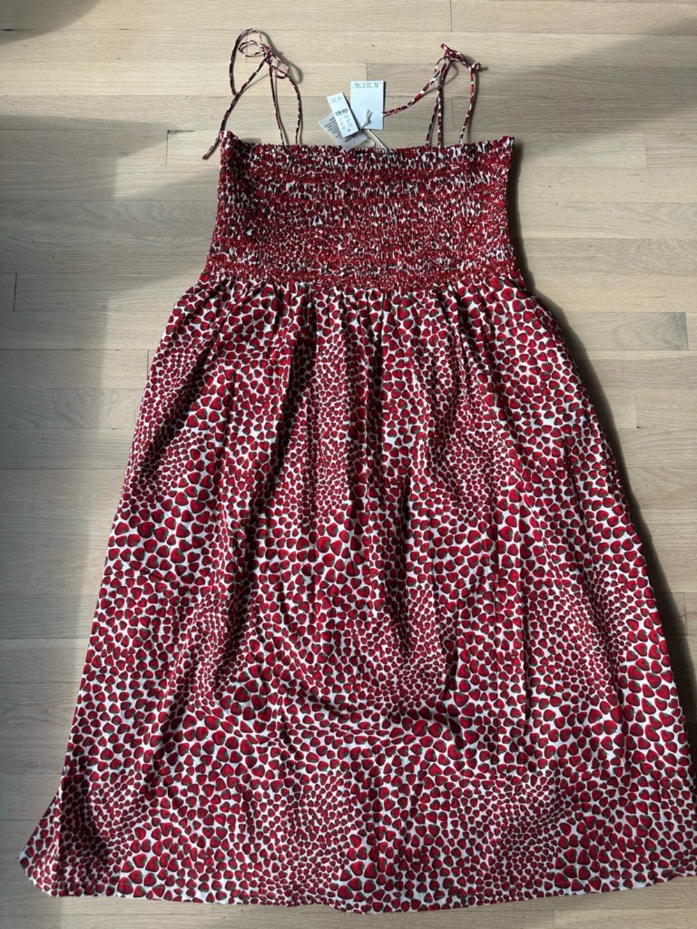 J. Crew Strawberry Print Smocked Paloma Sundress